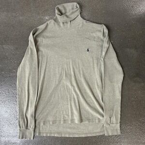 Polo Ralph Lauren Shirt Mens Small Green Cotton Turtleneck Long Sleeve Logo